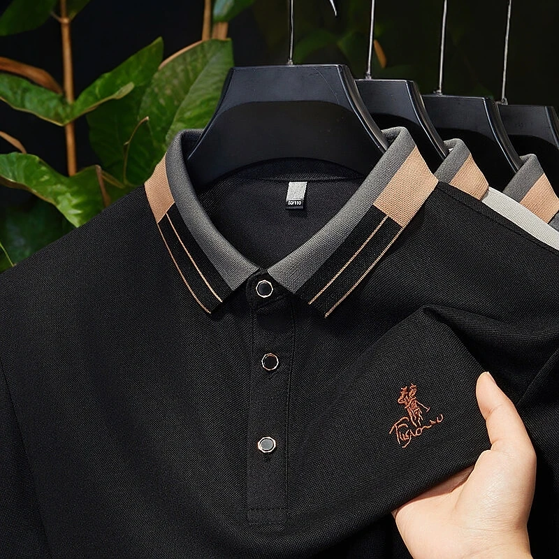 啄木鸟2025夏季爆款POL衫半袖刺绣衬衫时尚休闲韩版男装上衣