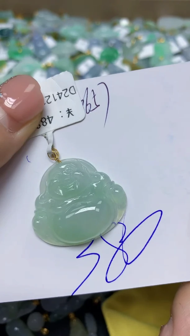 【闪购商品】翡翠挂件18K金镶嵌 天然翡翠A货