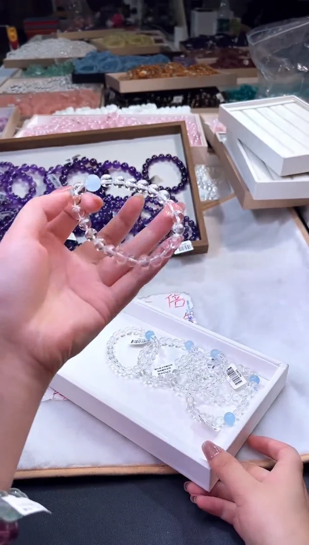 水晶手串未镶嵌露思同款海蓝宝手串