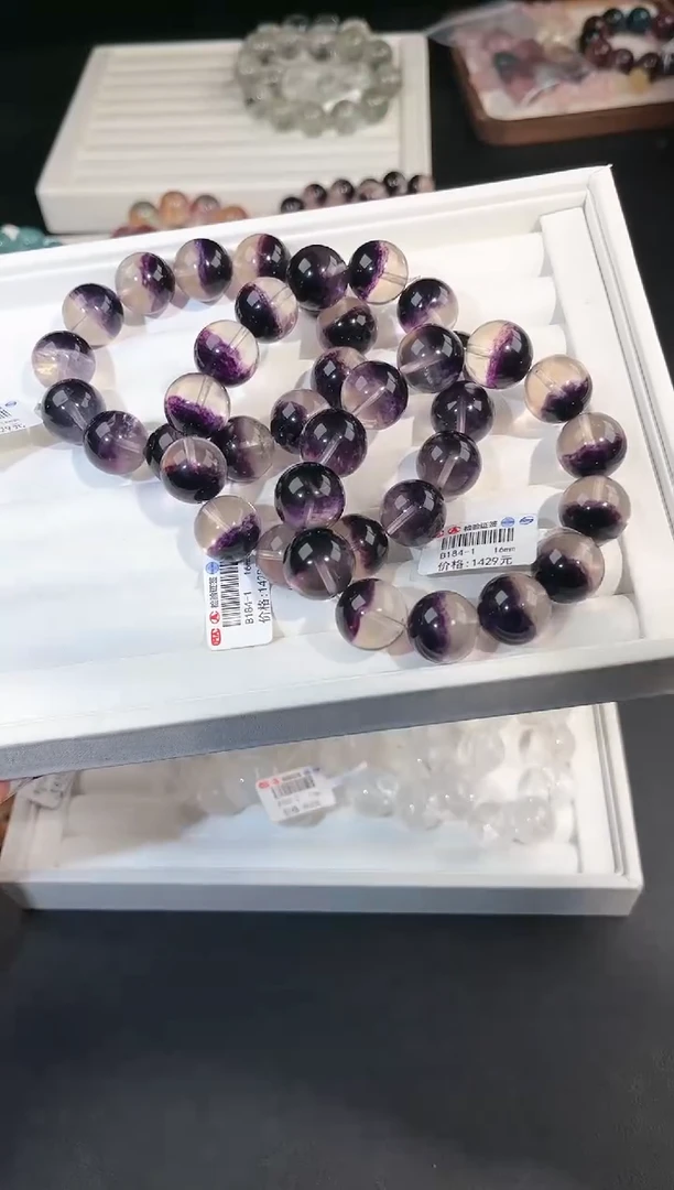 手链未镶嵌萤石多样性发一半盆紫萤石16mm