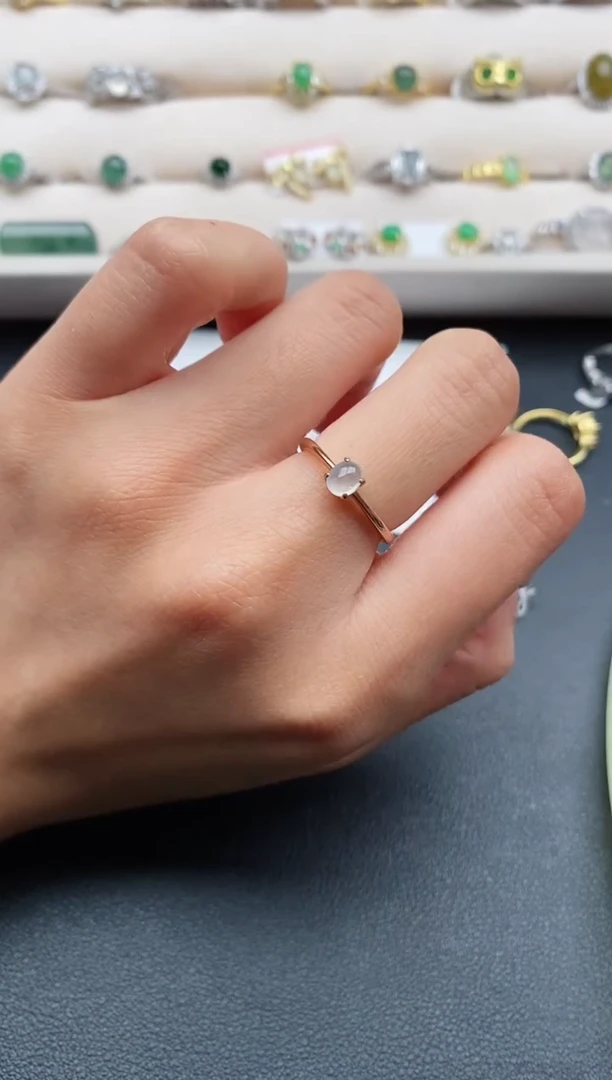 银S925镶嵌戒指翡翠缅甸天然A货翡翠222   10-6
