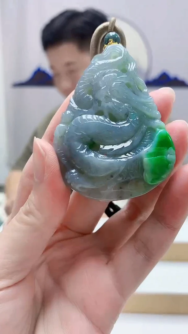未镶嵌定制翡翠4917zm-毛货挂件53龙牌