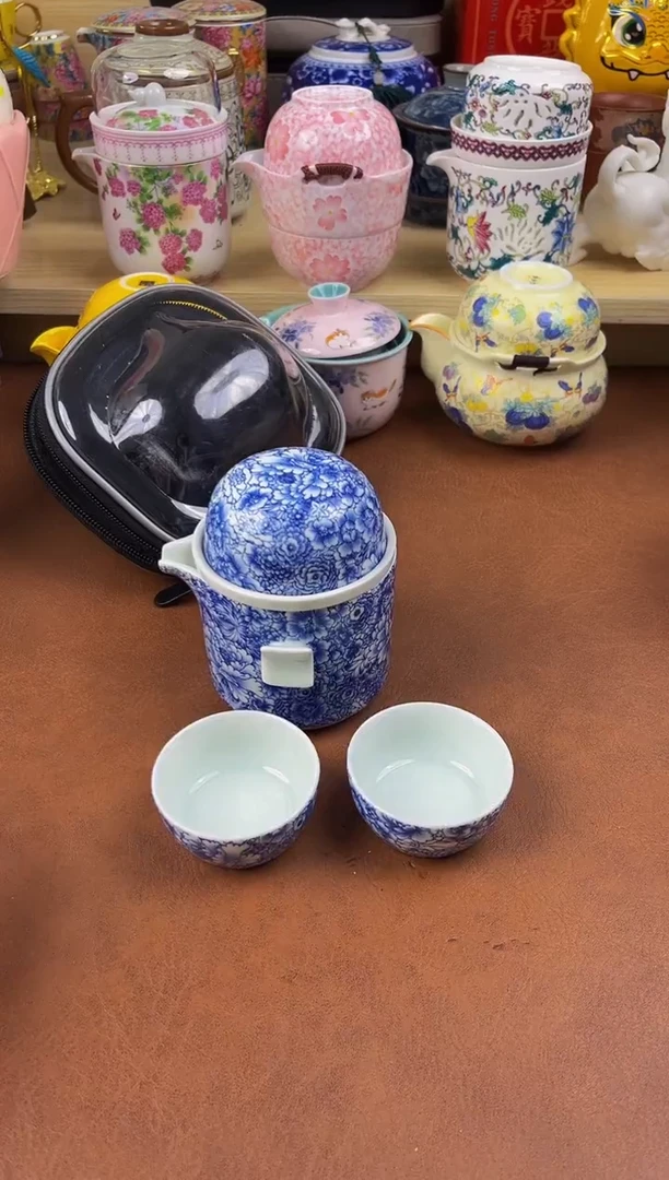 陶瓷茶具摆件旅行套组