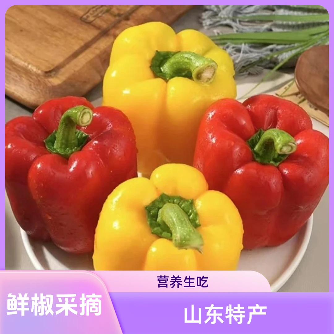 现摘现发山东红黄彩椒新鲜蔬菜水果彩色水果椒新鲜采摘营养生吃