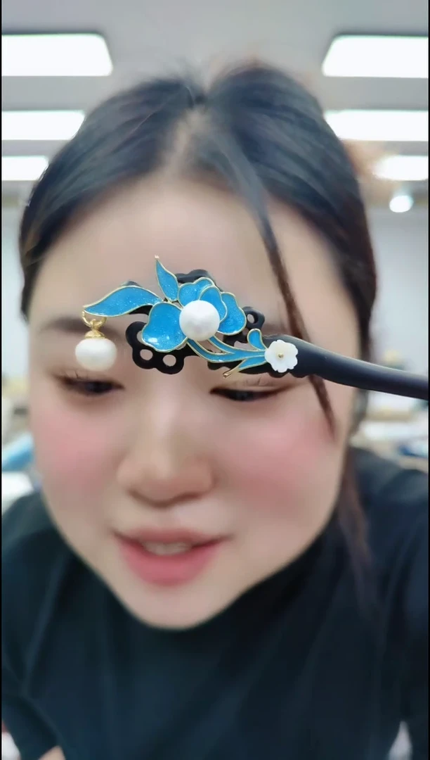 【闪购商品】玛瑙/玉髓发饰合金2031黑珐琅发簪