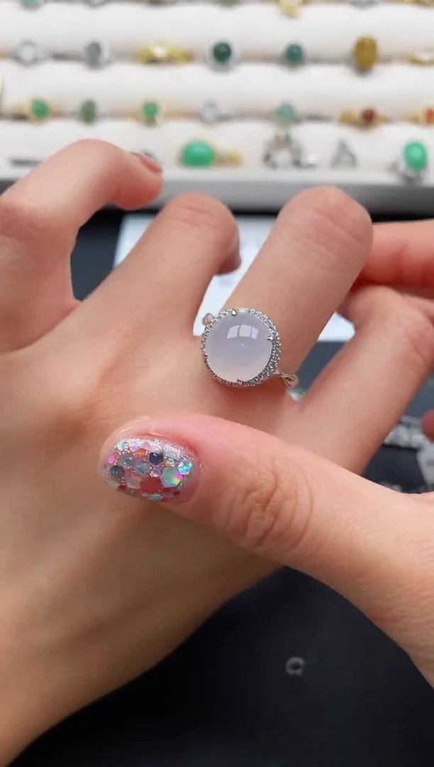 银S925镶嵌戒指翡翠4444444+3