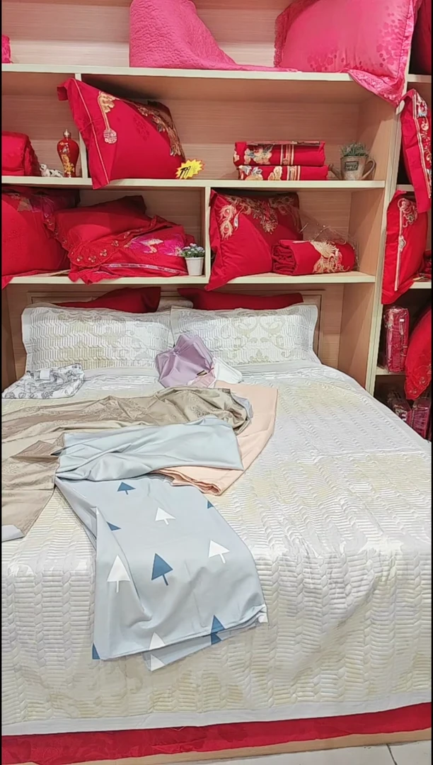 棉全棉被套1.55*2.1蓝灰三角