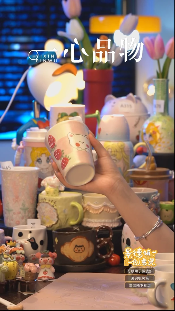 杯S646景德镇手工手绘杯子摆件