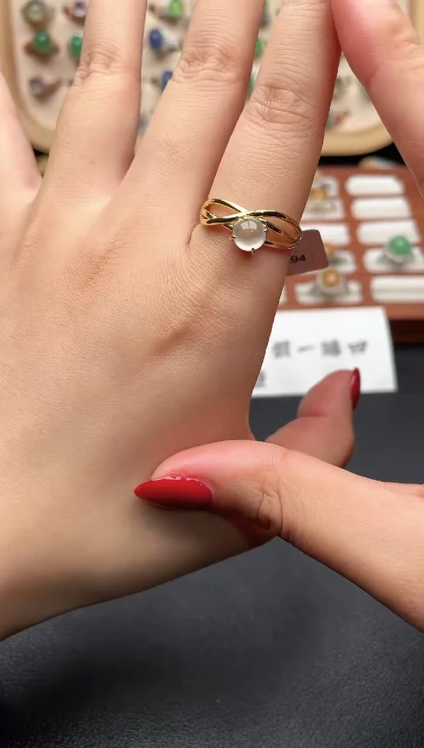 银S925镶嵌戒指翡翠一物一证一礼盒