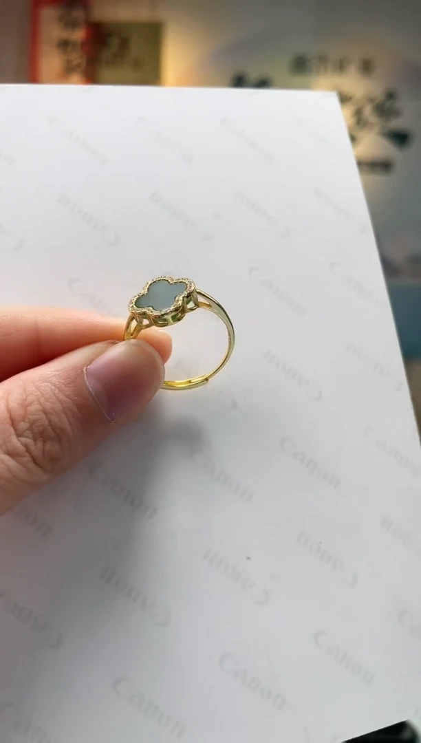 【闪购商品】和田玉戒指银S925镶嵌碧玉戒指一件