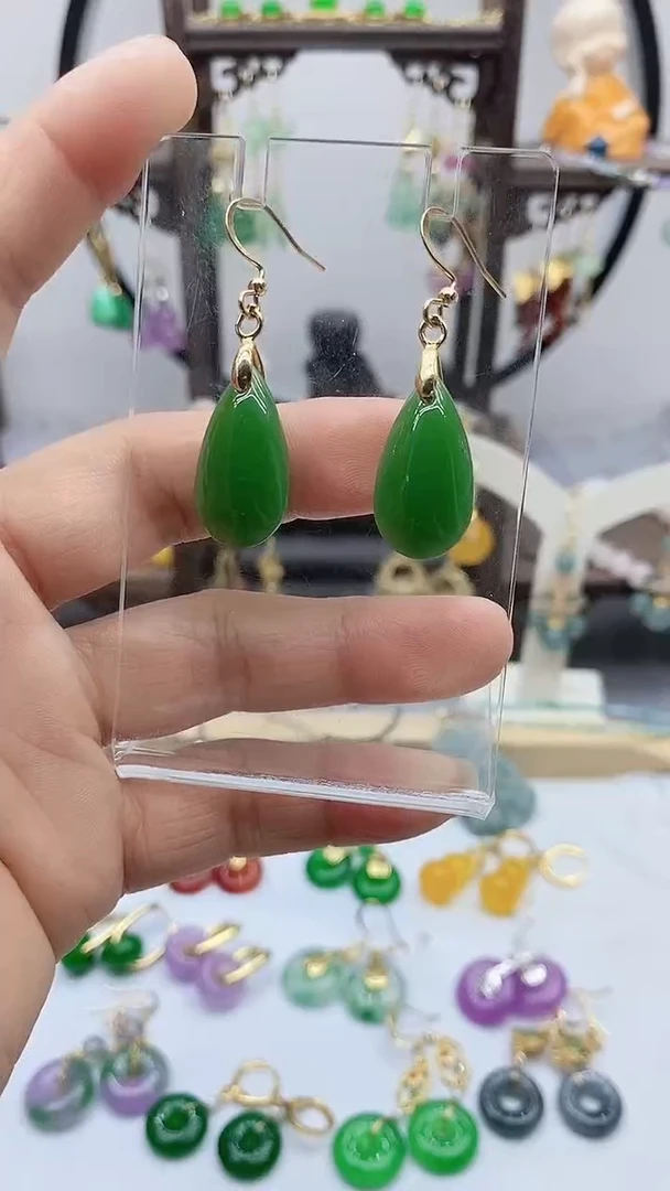 和田玉9K金镶嵌耳饰21