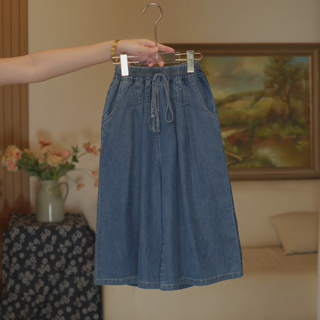 女童牛仔裤八分裤2025新款夏款夏季中大童洋气宽松半身裤子小女孩