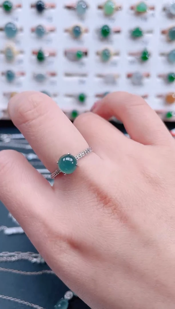 银S925镶嵌戒指翡翠天然翡翠