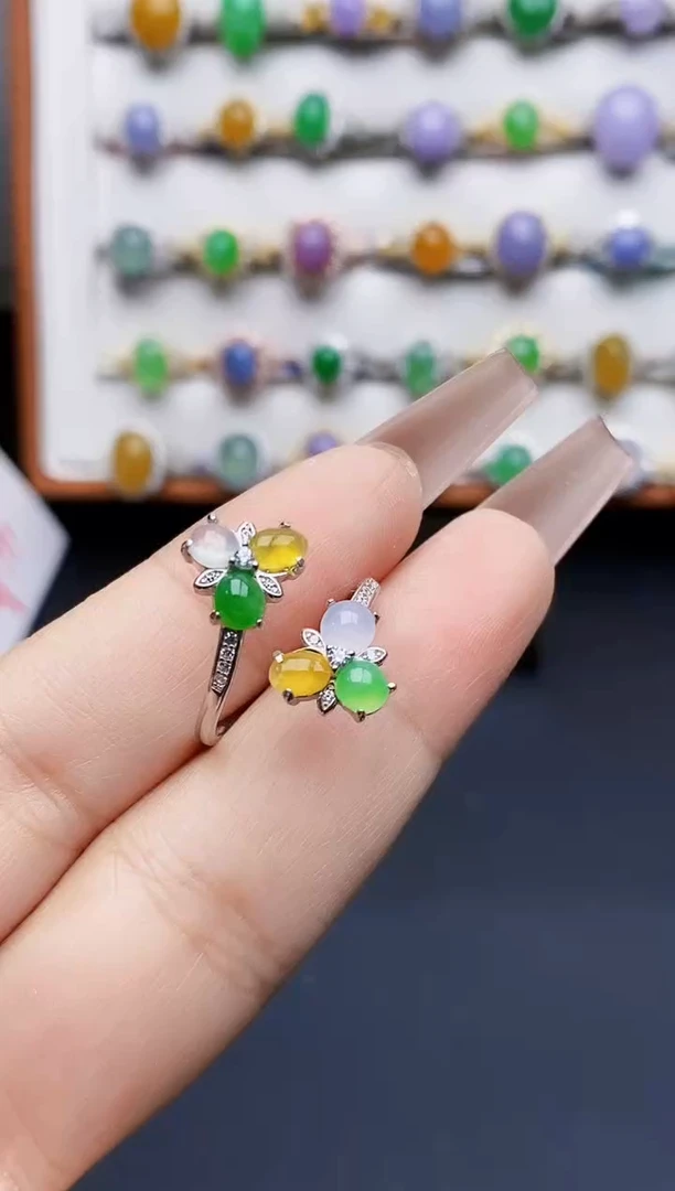 银S925镶嵌戒指翡翠3720