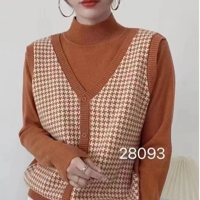 919#假两件针织衫新款半高领套头长袖1 29