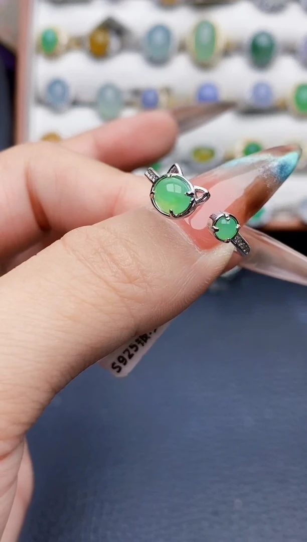 银S925镶嵌戒指翡翠0953