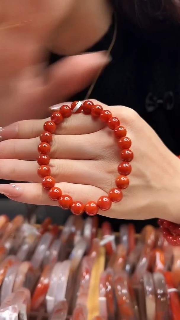 未镶嵌圆珠手串南红玛瑙8mm/原矿