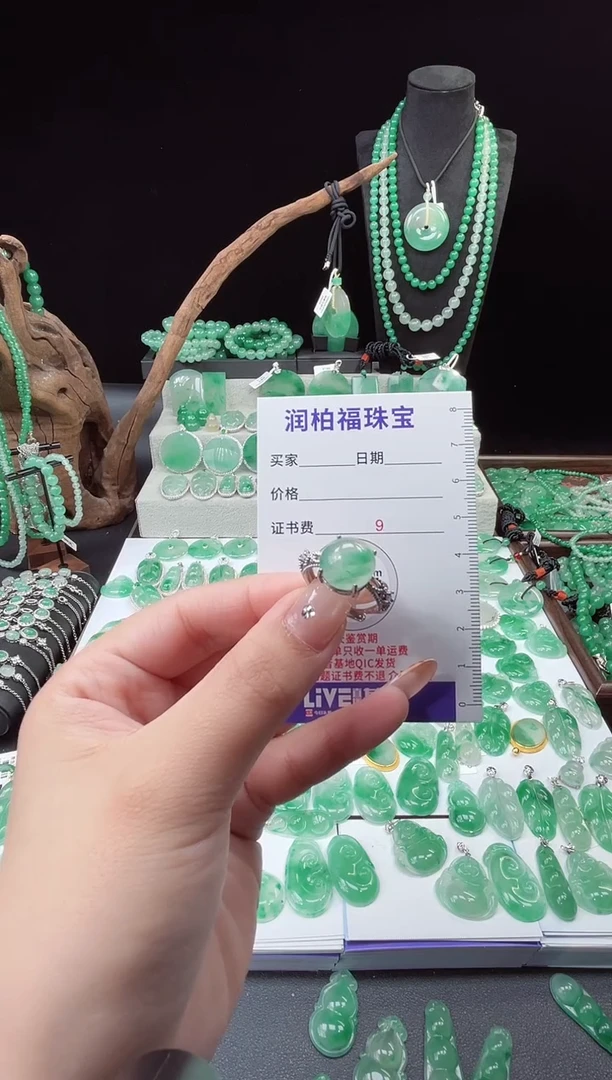 吊坠(赠链)未镶嵌石英质玉（非洲翠）24.125蛋面戒指