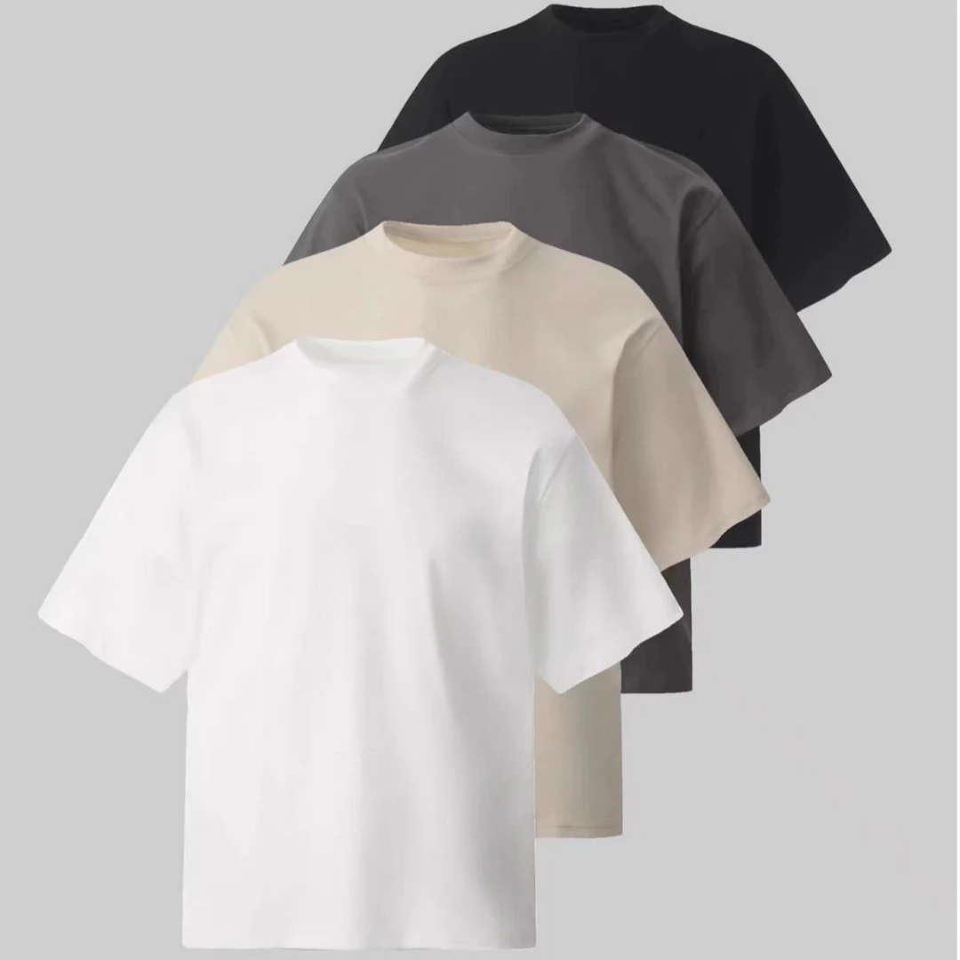 （3号）goo重磅小领口国潮牌T恤街头刺绣印花短袖男夏季宽松情侣