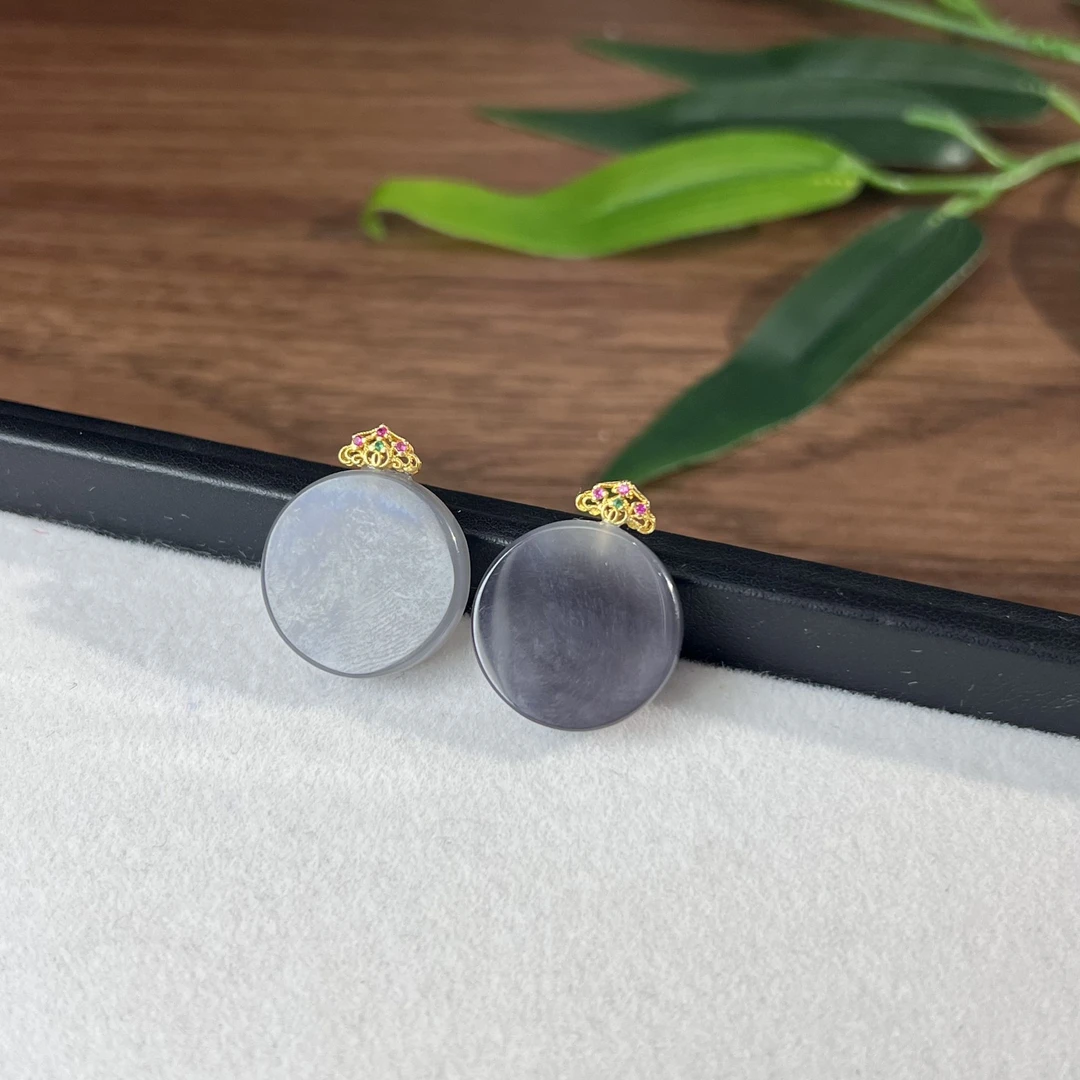 【睿泽鉴宝】s925和田玉烟紫圆牌吊坠多样性发一  19*4 HHS0005