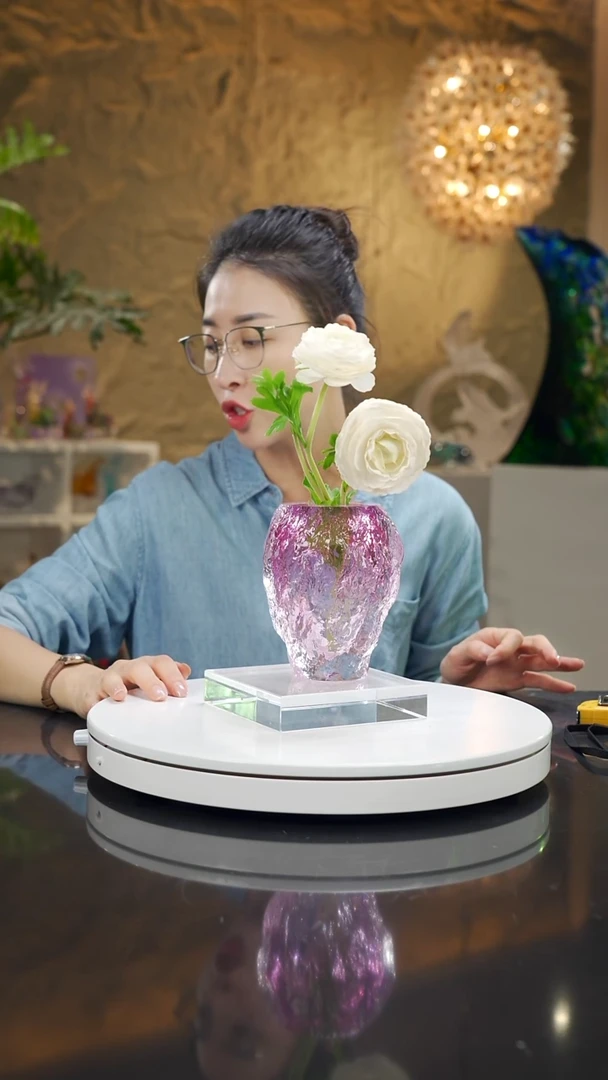 手工艺品琉璃金红色水波纹香薰瓶