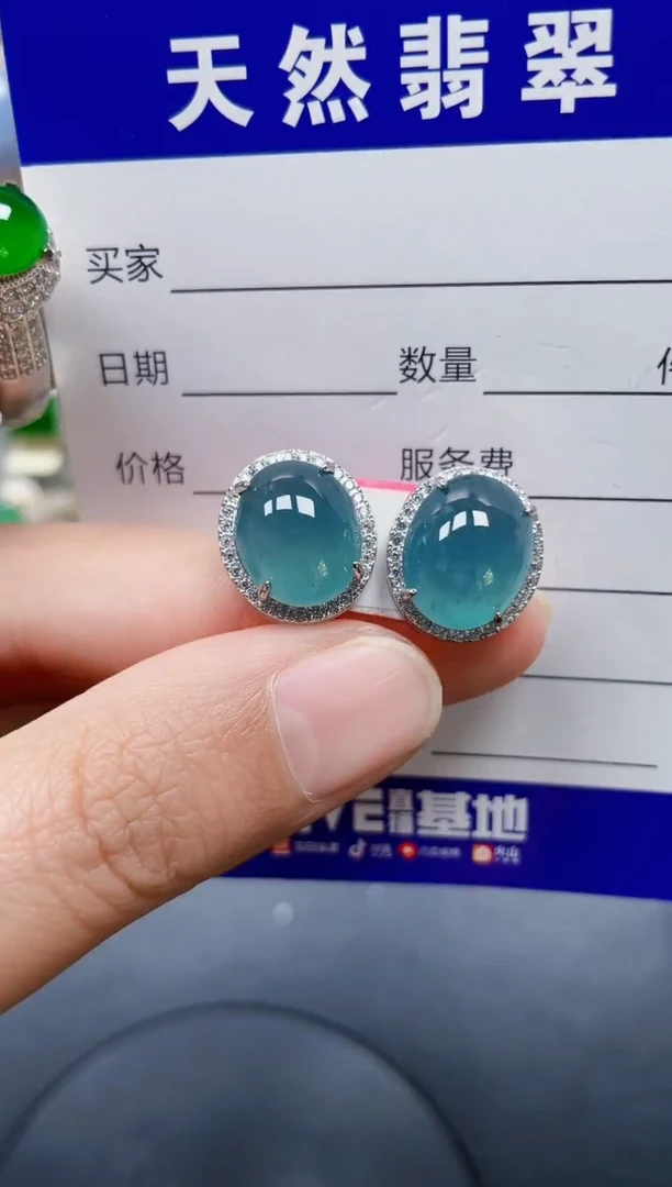 银S925镶嵌翡翠耳饰511