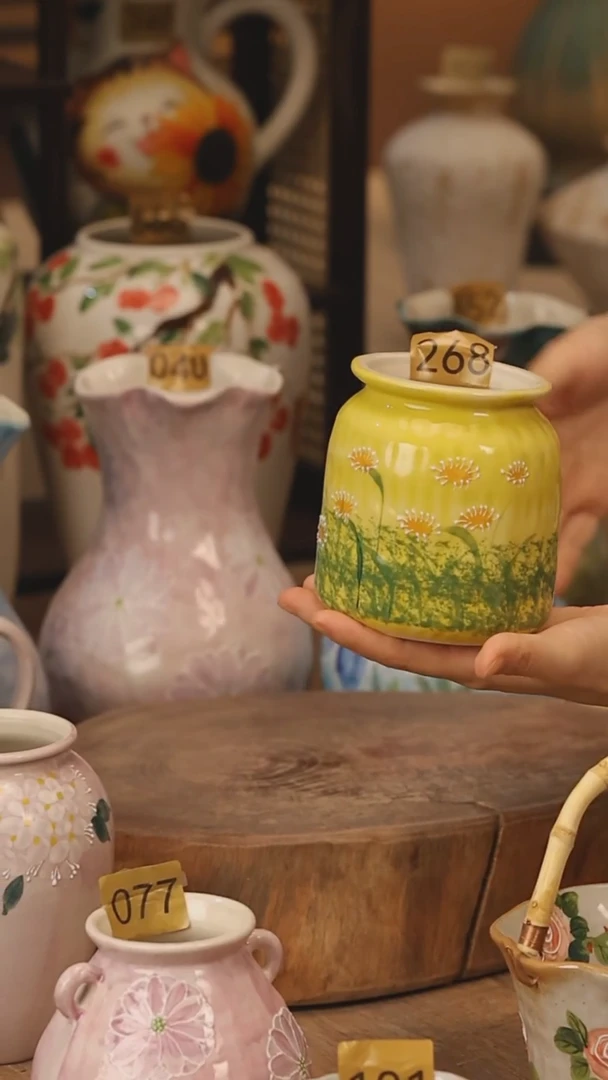 陶瓷景德镇设计师手作花器摆件侘寂风@M268@