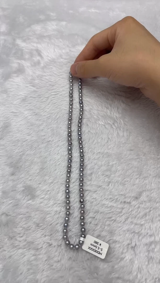 项链银S925镶嵌海水珍珠AK真多麻5-5.5mm