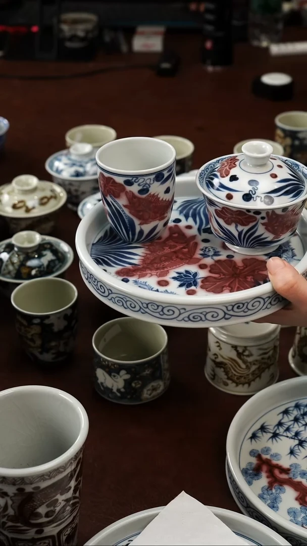 景德镇瓷器，青花瓷手绘茶具~