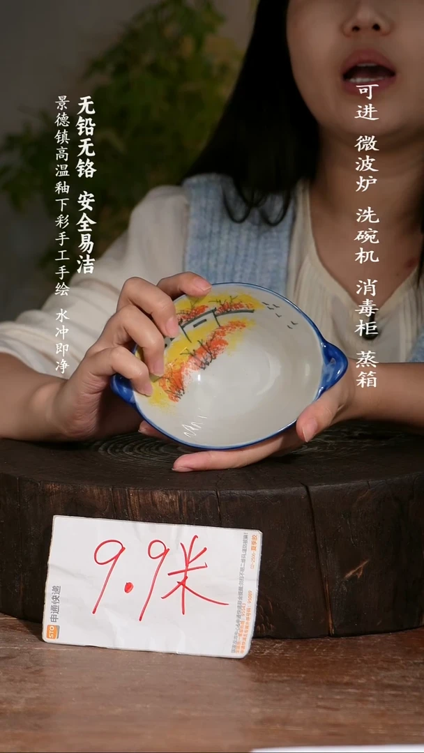 碗陶瓷景德镇高温瓷釉下彩手绘陶瓷