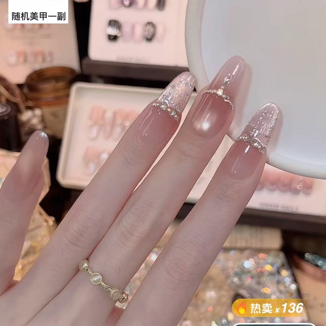 玻璃珠香风- painted clear bow 纯手工穿戴甲 10片装