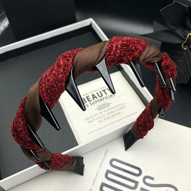 秋冬新款发捆轻职风瑞丽风头饰带齿防滑洋气发箍休闲风网红成人