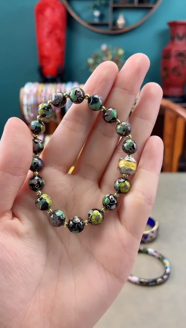 用****9非遗 景泰蓝手串 0.8工美黑色