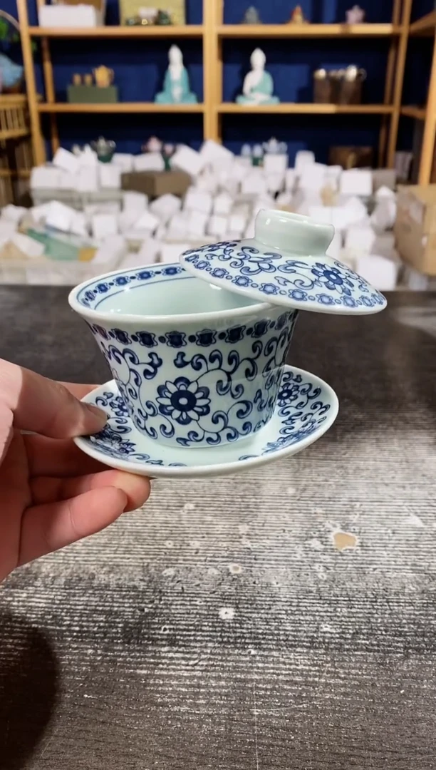 【闪购商品】其他卓玉堂青花缠枝莲悬停盖碗