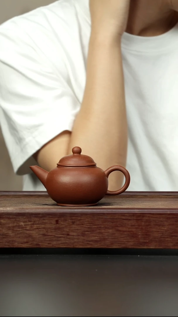 紫砂茶壶红降坡 全手水平