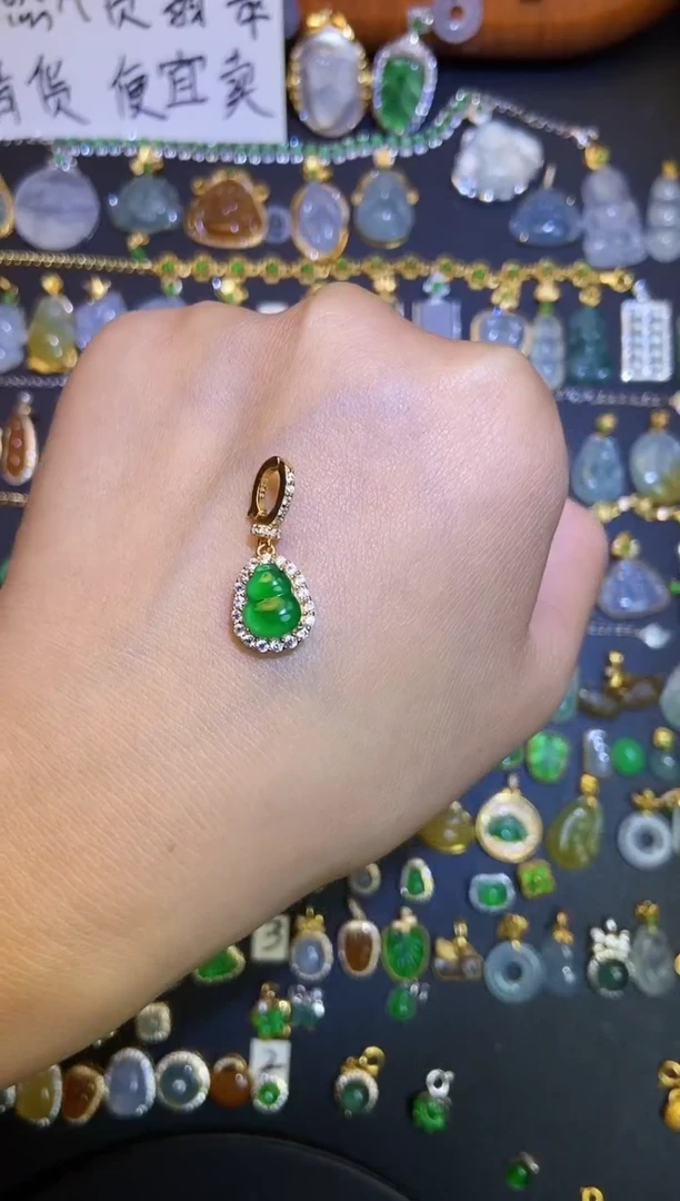 翡翠银S925镶嵌吊坠(不含链)天然A货翡翠