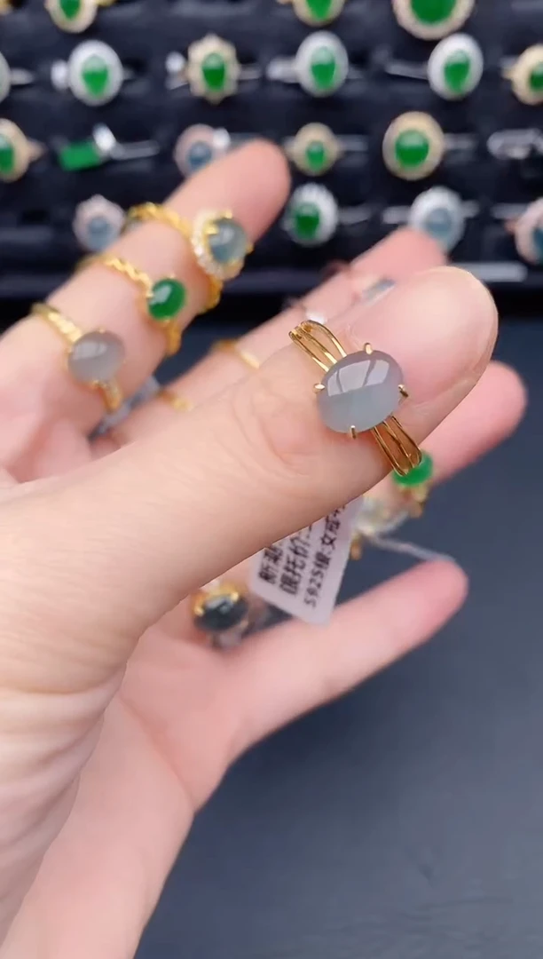 银S925镶嵌戒指翡翠天然a货翡翠356