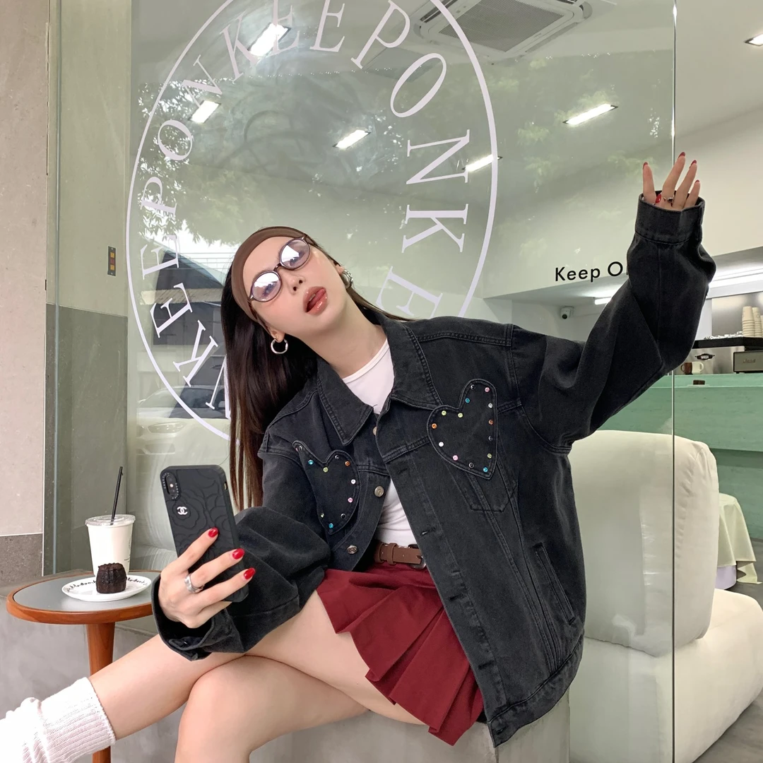 【邵邵专属】YANGHAIYANG 25AW爱心彩钻牛仔外套