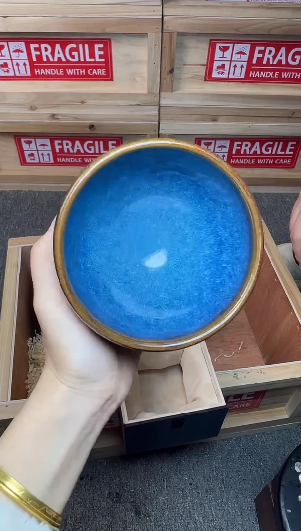 茶盏回蓝 建窑建盏主人杯