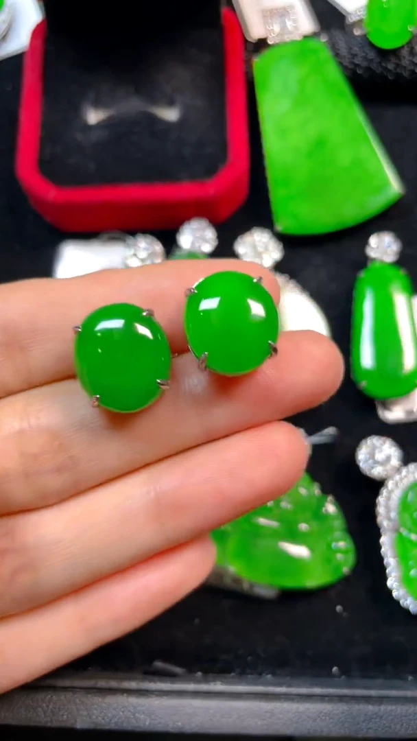 翡翠银S925镶嵌颈饰耳饰