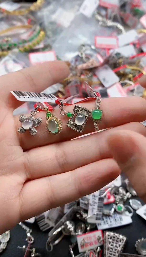 银S925镶嵌戒指翡翠天然A货缅甸翡翠