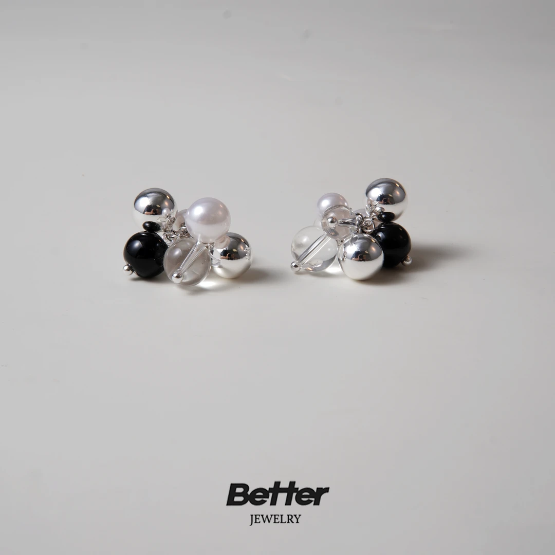 铜合金耳饰 TC517  POCKET 简约葡萄串珠耳钉