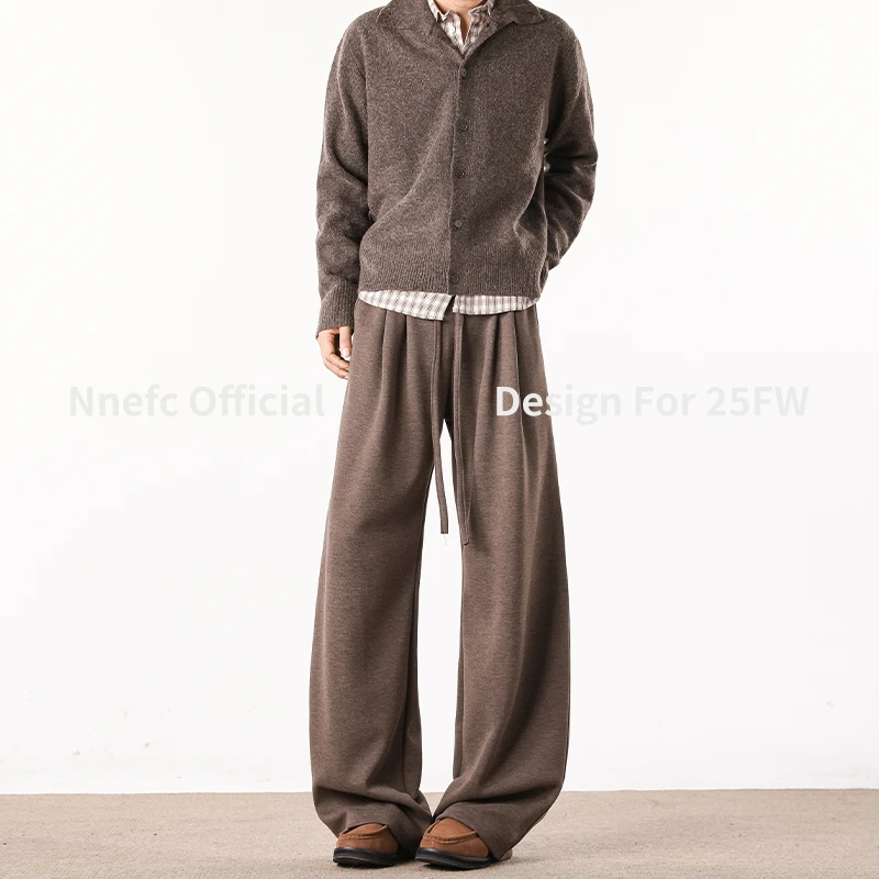 NNEFC秋冬【羊毛醋酸卫裤】口粮神裤弯刀阔腿磨毛cleanfit休闲裤