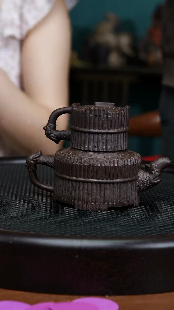 茶壶紫砂113宜兴紫砂八卦一捆竹一壶一杯套组壶