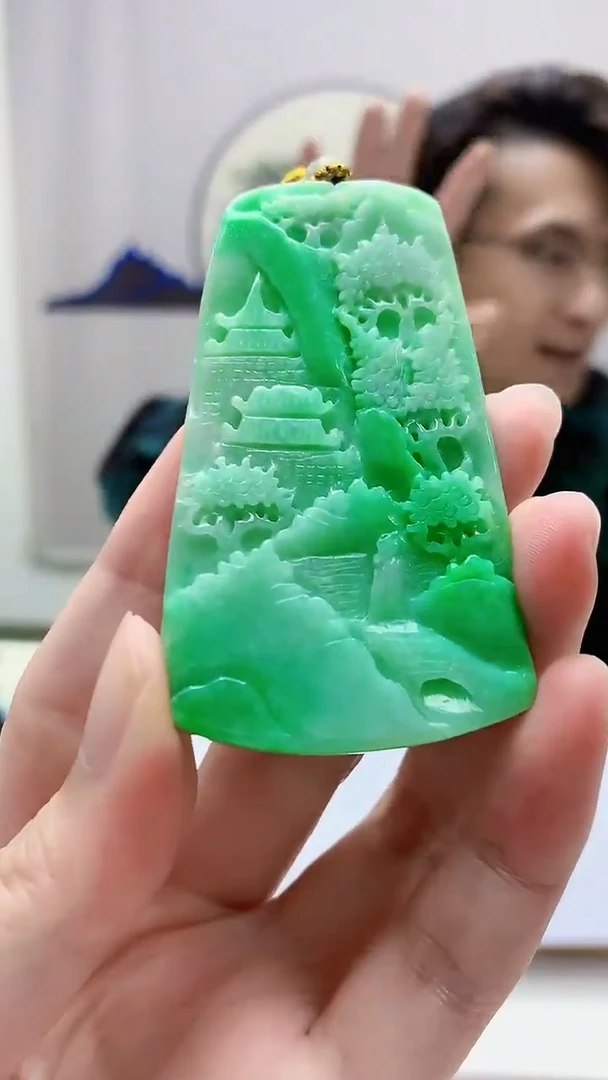 未镶嵌定制翡翠5159zm-毛货挂件山水46