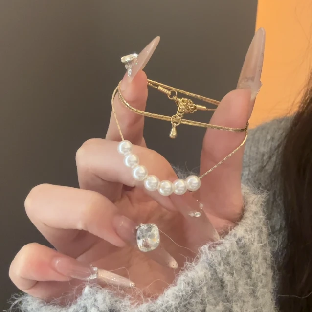 合金项链 施家珠珠项链 高级感复古法式贝珠项链锁骨链温柔小众