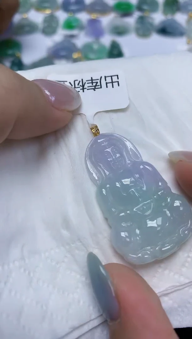 翡翠18K金镶嵌颈饰天然缅甸翡翠A货