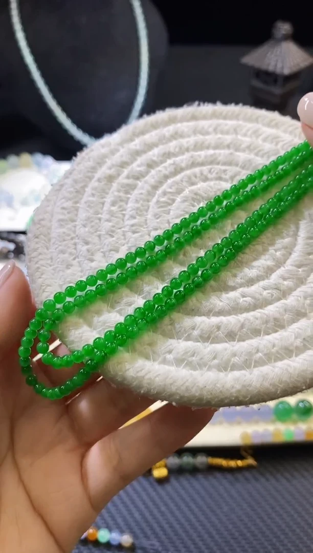 未镶嵌挂件翡翠小米珠链卡3.5mm