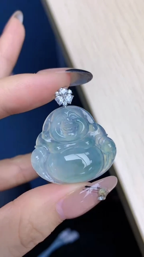 颈饰18K金镶嵌翡翠天然缅甸翡翠a货百元以上9元证书费自理