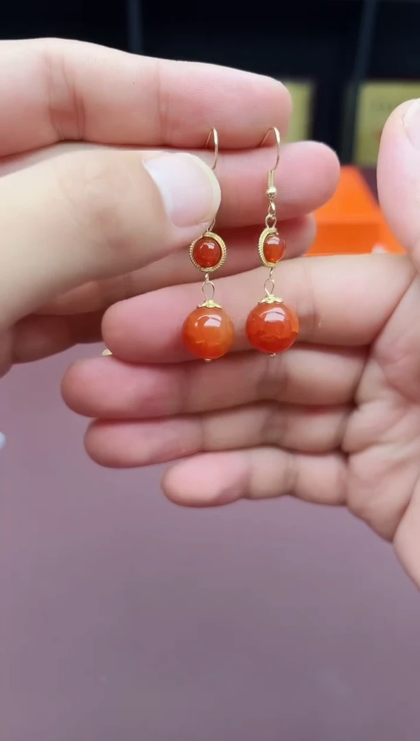 玛瑙/玉髓耳饰银S925镶嵌539000